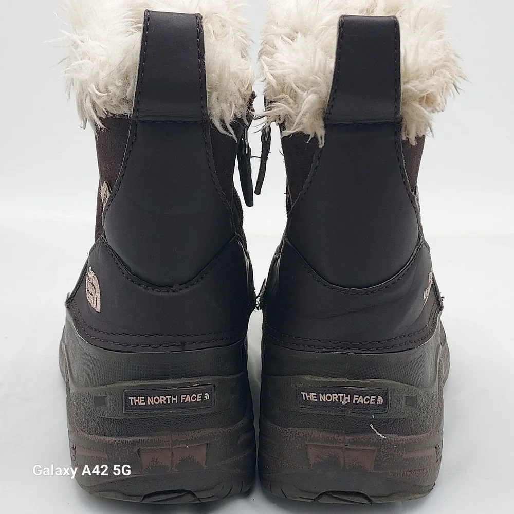 The North Face Girls Heatseeker Waterproof Brown Winter‎ Boots Faux Fur Size 2